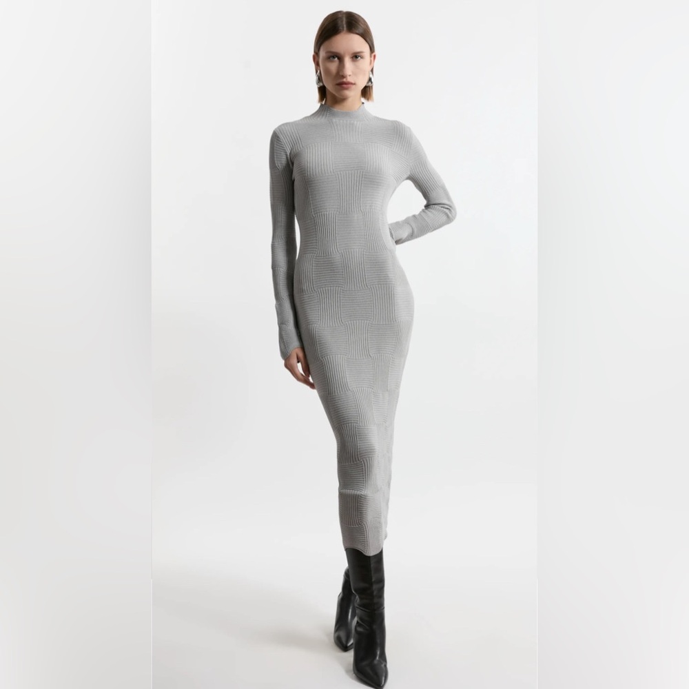 Karen Millen Sophisticated Gray Long Sleeve Dress